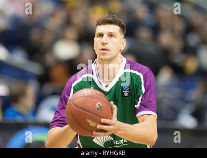 Berlin, Deutschland. 13 Mär, 2019. Basketball: Eurocup ALBA Berlin - unicaja Malaga, Endrunde, Viertelfinale, 3. Spieltag. Dragan Milosavljevic von Malaga. Credit: Soeren Stache/dpa/Alamy leben Nachrichten Stockfoto