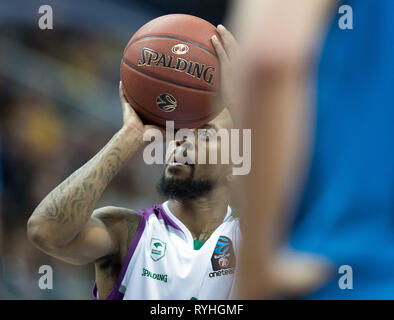 Berlin, Deutschland. 13 Mär, 2019. Basketball: Eurocup ALBA Berlin - unicaja Malaga, Endrunde, Viertelfinale, 3. Spieltag. Ryan Boatright von Malaga. Credit: Soeren Stache/dpa/Alamy leben Nachrichten Stockfoto