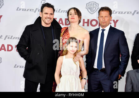 Matt Dillon, Emily Mortimer, Mai um Nivola und Til Schweiger die Teilnahme an der "Kopf voll mit Honig "Europäische Premiere im Zoo Palast am 12. März 2019 in Berlin, Deutschland. Stockfoto