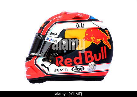 &#Xa9; Foto 4/LaPresse 14/03/2019 Melbourne, Australien Sport Formel 1 Grand Prix von Australien 2019 In der Pic: Der Helm von Pierre Gasly (FRA) Red Bull Racing RB 15. Stockfoto