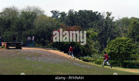 New Delhi, Indien. 14 Mär, 2019. Kinder spielen in Lodi Garten im Frühling in Neu Delhi, Indien, 14. März 2019 eingegangen ist. Credit: Zhang Naijie/Xinhua/Alamy leben Nachrichten Stockfoto