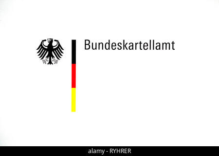 Berlin, Deutschland. 14 Mär, 2019. Das Logo des Bundeskartellamtes. Foto: Ralf Hirschberger/dpa/Alamy leben Nachrichten Stockfoto