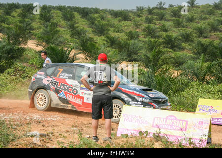 Subaru Impreza WRX am malaysischen Auto Rally Championship 2015, Johor, Malaysia Stockfoto