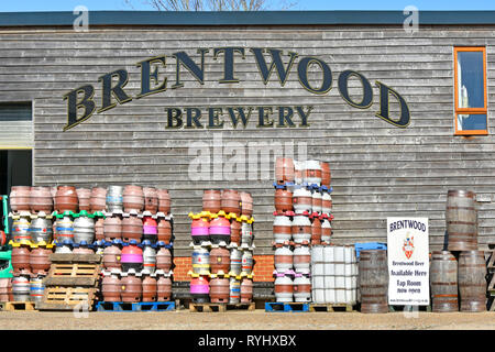 Die Außenseite des unabhängigen brentwood Handwerk Brauerei Familienunternehmen produzieren Glutenfrei Vegan-freundlich Real Ale in Fass Fass und Flaschen Essex England Großbritannien Stockfoto