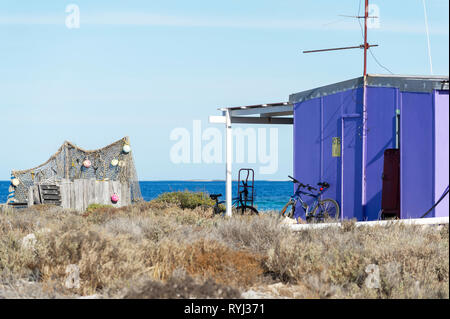 Große Ratte Insel Houtman Abrolhos. Die Houtman Abrolhos Inseln liegen 60 Kilometer vor der Küste von Geraldton in Western Australia. Es gibt 122 pristi Stockfoto