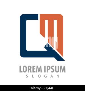Abgerundetes Quadrat initial QM logo Template Design Stock Vektor