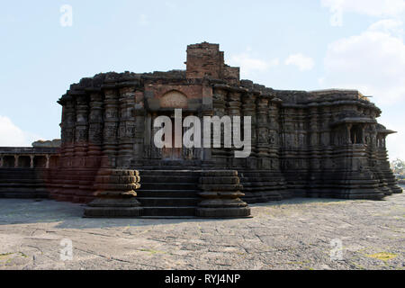 Vorderansicht, daitya Sudan Tempel Vorderseite, Buldhana Lonar, Bezirk, Maharashtra, Indien. Stockfoto