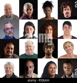Mosaik der Gesichter von Menschen Stockfoto