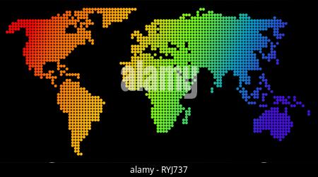Karte der Welt, aus Farbpunkte Stock Vektor