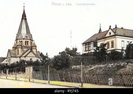 Trinitatiskirche Riesa, Gebäude in Riesa, 1908, Landkreis Meißen, Riesa, Trinitatiskirche, Deutschland Stockfoto