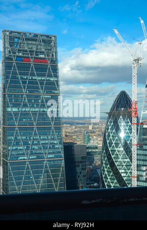 Blick auf die Gurke in London von Sky Garden Stockfoto