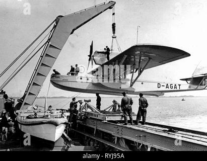 Verkehr/Transport, Luftfahrt, Wasserflugzeug, Flugboot Dornier J II Wal D-AGAT "Boreas" der Deutschen Lufthansa, circa 1936, Additional-Rights - Clearance-Info - Not-Available Stockfoto