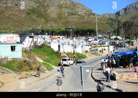 Die Township imizamo yethu in der Nähe von Hout Bay in Kapstadt. Stockfoto