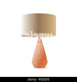Nacht Tischleuchte realistische 3D-Vektor rendering Illustration. Innenraum Licht am Bett. Wohnzimmer, Schlafzimmer, Schreibtisch Lampe auf weißem Hintergrund. Home Decor. Isolierte Color Design Element Stock Vektor