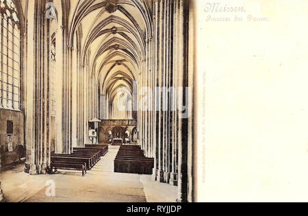 Innenraum der Meißner Dom, Kirche aus Holz Bänke, Altäre in Sachsen, 1899, Meißen, Inneres des Domes, Deutschland Stockfoto