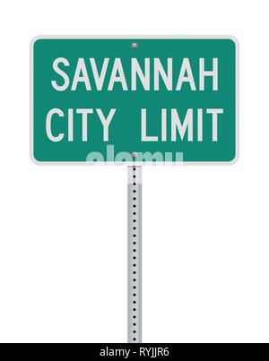 Vector Illustration der Savanne Stadt Green Road Sign Stock Vektor