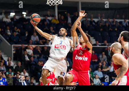 Cole Norris zählenden gegen Olympiakos Piräus Piräus in Euroleague überein Stockfoto