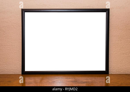 Bilderrahmen auf hölzernen Tisch leeren Raum Hintergrund Stockfoto