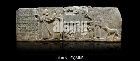 Hethiter monumentale Relief modellierten orthostat stone Panel von Royal untermauern. Basalt, Karkamıs, (Kargamıs), Karkemisch (Karkemish), 900-700 V.CHR. Anatoli Stockfoto