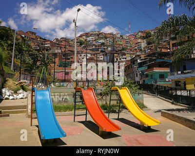 Comuna 13 in Medellin, Kolumbien Stockfoto