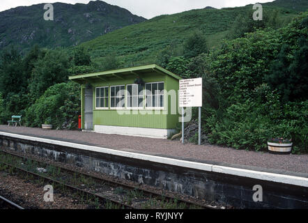 Warteraum an Arisaig Bahnhof an der Fort William Linie der West Highland Line, Schottland Stockfoto