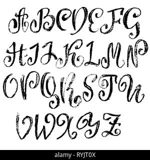 Vector retro Font. Hauptstadt grunge Buchstaben. Chalk texturierte Alphabet. Stock Vektor