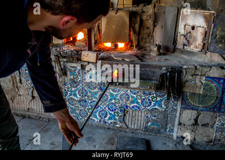 Potery albahaa Keramik und Glas blasen Fabrik in Hebron, West Bank, Palästina. Stockfoto