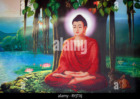 Ho Phap buddhistischer Tempel. Das Leben des Buddha, Siddhartha Gautama. Die Erleuchtung des Buddha. Vung Tau. Vietnam. Stockfoto