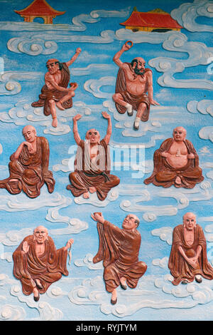 Tinh Xa Ngoc Chau buddhistischer Tempel. Buddhistische Mönche. Chau Doc Vietnam. Stockfoto