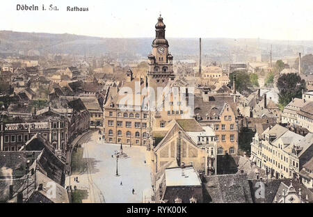 Rathaus in Döbeln, Gebäude in Döbeln, Schlegelbrunnen, 1913, Landkreis Mittelsachsen, Döbeln, Neues Rathaus, Deutschland Stockfoto