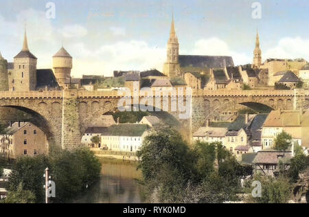 Historische Bilder der Friedensbrücke (Bautzen), historische Bilder von Alte Wasserkunst, Spree in Bautzen, 1913, Landkreis Bautzen, Bautzen, Kronprinzenbrücke, Deutschland Stockfoto