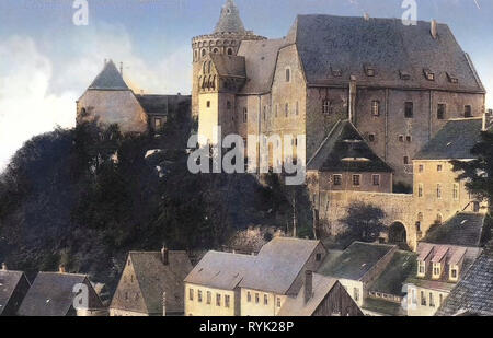 Burg Mildenstein, Gebäude in Leisnig, 1914, Landkreis Mittelsachsen, Leisnig, Schloß Mildenstein, Deutschland Stockfoto