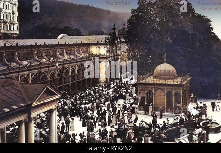 Federn in Marienbad, Kolonnaden in Marienbad, Gebäude in Marienbad, 1914, Karlsbad, Marienbad, Kreuzbrunnen, Kolonnade, Tschechische Republik Stockfoto