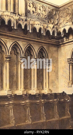 Innenraum der Meißner Dom, Kirche aus Holz Bänke in Deutschland, 1914, Meißen, Dom, Hohes Chor Stockfoto