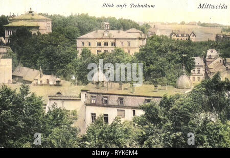 Schulen im Landkreis Mittelsachsen, Gebäude in Mittweida, 1918, Landkreis Mittelsachsen, Mittweida, Technikum, Deutschland Stockfoto