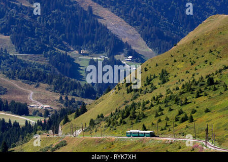 Die französischen Alpen. Der Mont Blanc Straßenbahn (TMB) ist der höchste Berg in Frankreich. Saint-Gervais. Frankreich. Stockfoto