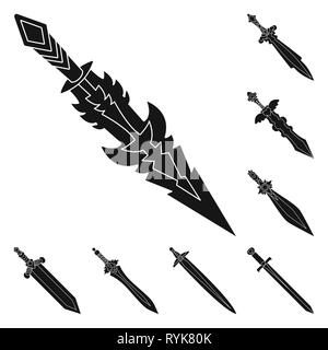Magie, Eis, Handgriff, Griff, antike, Langschwert, Glas, Dekoration, Gold, Krieger, Templer, Dragon, Stahl, Flügel, Sterne, Militär, Ruby, römische, Alte, Stein, Steine, Kupfer, Schlacht, mystische, Silber, Antiquitäten, Chinesisch, Ritter, Sharp, Messer, Schwert, Dolch, Messer, Waffen, Sabre, mittelalterliche, Spiel, Rüstung, Set, Vector, Icon, Illustration, isoliert, Sammlung, Design, Element, Grafik, Zeichen, Schwarz, einfachen Vektor Vektoren, Stock Vektor