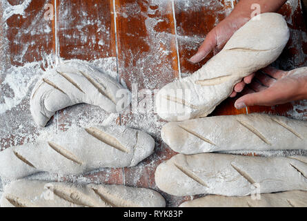 Alte Domancy Craft Festival. Traditionelle Brot zu machen. Frankreich. Stockfoto