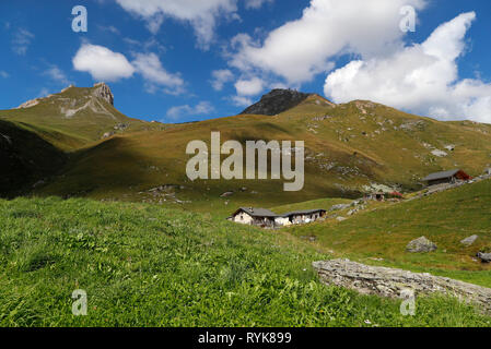 Die französischen Alpen. Handwerkliche Beaufort Käse Fabrik auf Almen. Peisey Nancroix. Frankreich. Stockfoto