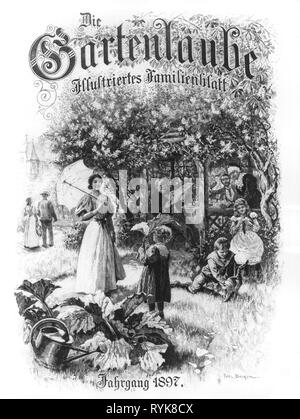 Presse/Medien, Zeitschriften, 'Die Gartenlaube', Vorderseite, holzstich von Fritz Bergen (1857 - 1941), Sammelband, Leipzig, 1897, Artist's Urheberrecht nicht gelöscht werden Stockfoto