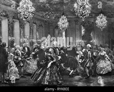 Feste, Bälle und Gesellschaften,' Court Ball in Rheinsberg", nach dem Gemälde von Adolph von Menzel, 1862, Artist's Urheberrecht nicht gelöscht werden Stockfoto