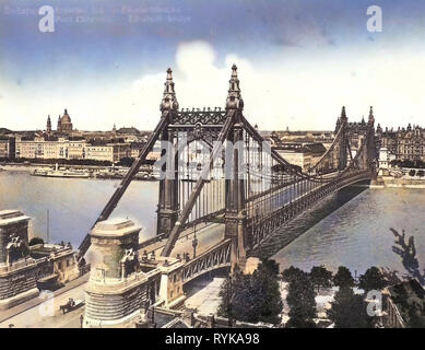 Historische Bilder der Elisabeth Brücke, Budapest, 1912, Elisabethbrücke, Ungarn Stockfoto