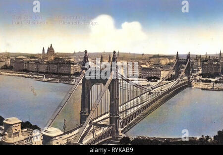 Historische Bilder der Elisabeth Brücke, Budapest, 1912, Elisabethbrücke, Ungarn Stockfoto