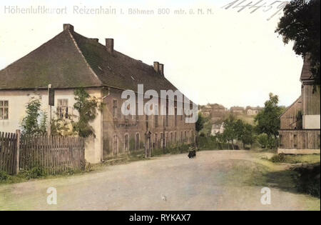 Gebäude im Bezirk Chomutov, Restaurants in Chomutov, Pohraniční (Hora Svatého Šebestiána), 1912, Aussig, Reizenhain, Malzhaus, Tschechische Republik Stockfoto