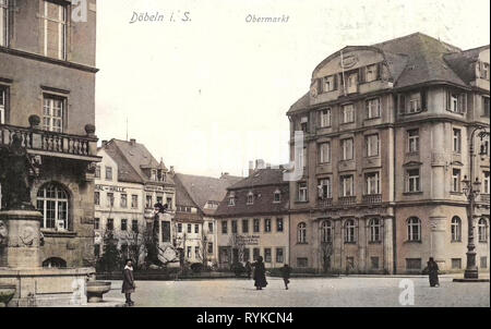 Schlegelbrunnen, Kriegerdenkmäler in Sachsen, Gebäude in Döbeln, Rathaus in Döbeln, 1915, Landkreis Mittelsachsen, Döbeln Obermarkt, Deutschland Stockfoto