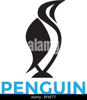 Kreative Logo einer einfachen Pinguin. Vektor isolierte abstrakte Abbildung Stock Vektor