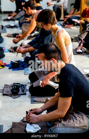 Zen sesshin (Retreats) in Paris, Frankreich. Mahlzeit. Stockfoto