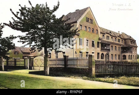 Krankenhäuser in Sachsen, Gebäude in Wurzen, 1913, Landkreis Leipzig, Wurzen, Neues Krankenhaus, Deutschland Stockfoto