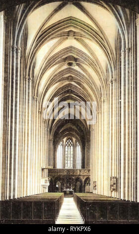 Meißner Dom, Interieur der Meißner Dom, Kirche aus Holz Bänke in Deutschland, 1913, Meißen, Mittelschiff Stockfoto