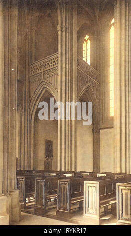 Innenraum der Meißner Dom, Kirche aus Holz Bänke in Deutschland, 1913, Meißen, Dom, Altar, Singechor Stockfoto